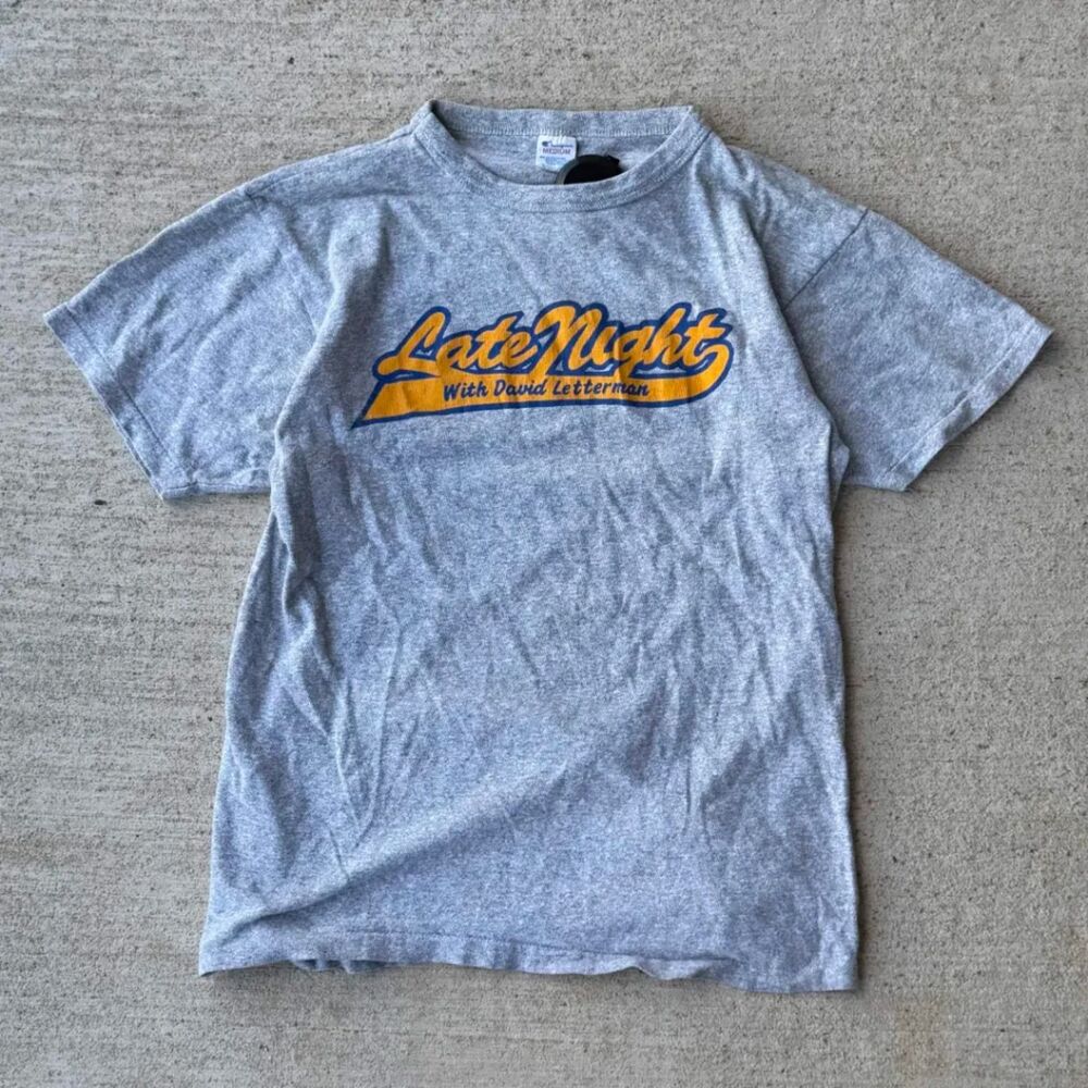 Vintage 80s Champion Blue Bar Late Night David Letterman T Shirt Medium 88/12